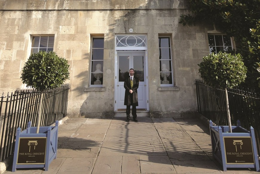 The entrance to Royal Crescent Hotel in Bath